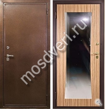 Дверь входная с порошковым напылением и зеркалом внутри - купить от производителя Мосдвери Дверь входная с порошковым напылением и зеркалом внутри
